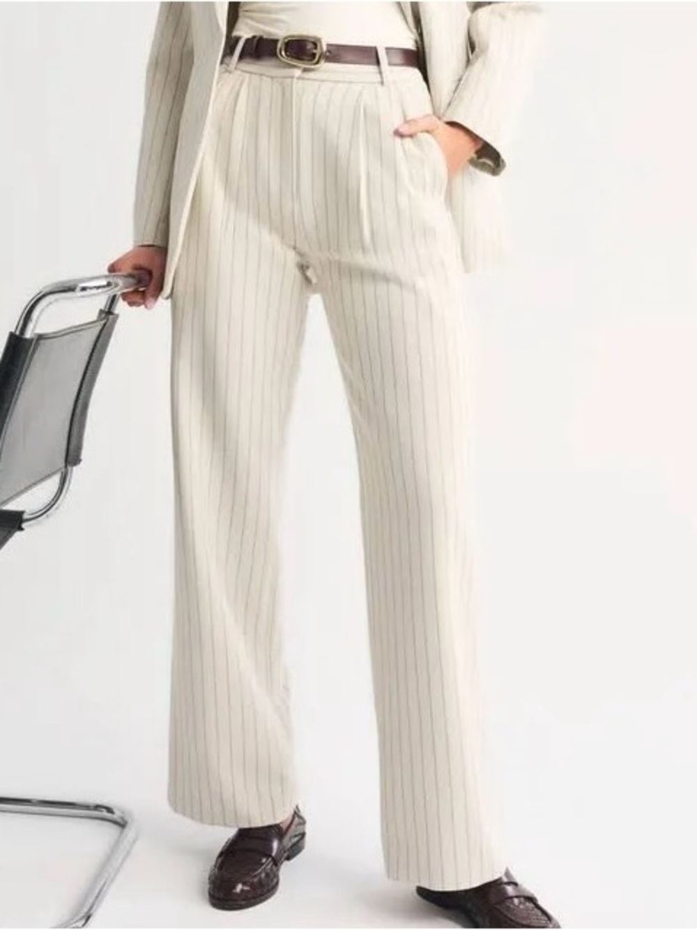 Abercrombie & Fitch A&F Sloane High Rise Wide Leg Striped Pants